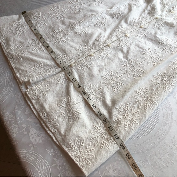 Zara Girls Size 13-14 White Embroidered Lined Short Sleeves Dress Button-Up - Picture 16 of 16